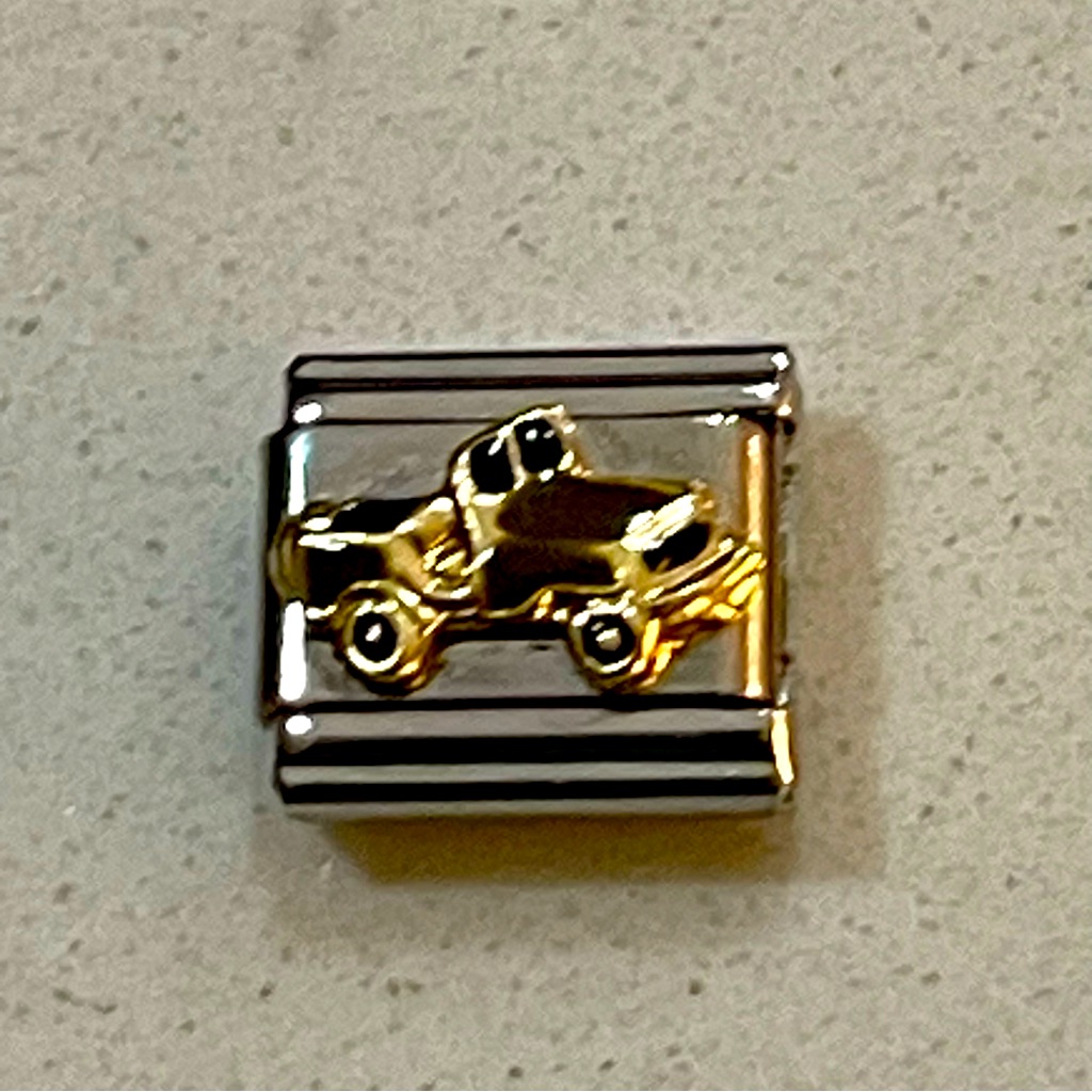 Zoppini Stainless Steel & Gold Car Charm Link